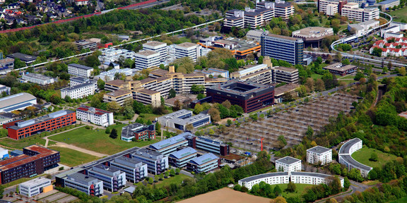The picture shows the North Campus with new buildings from above.